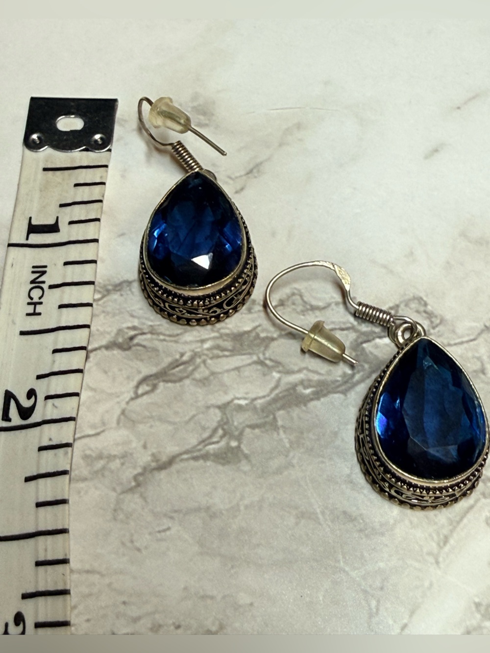 Blue Topaz Teardrop Dangle Earrings